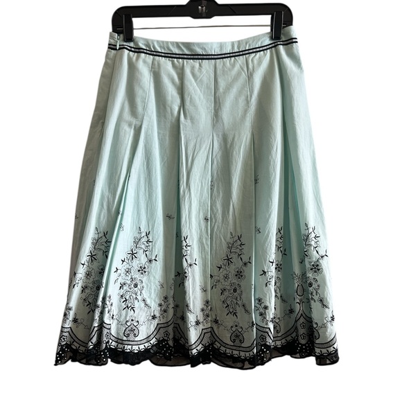 Anthropologie Dresses & Skirts - Anthropologie Lapis Floral Embroidered And Beaded Skirt Mint Light Green/Black